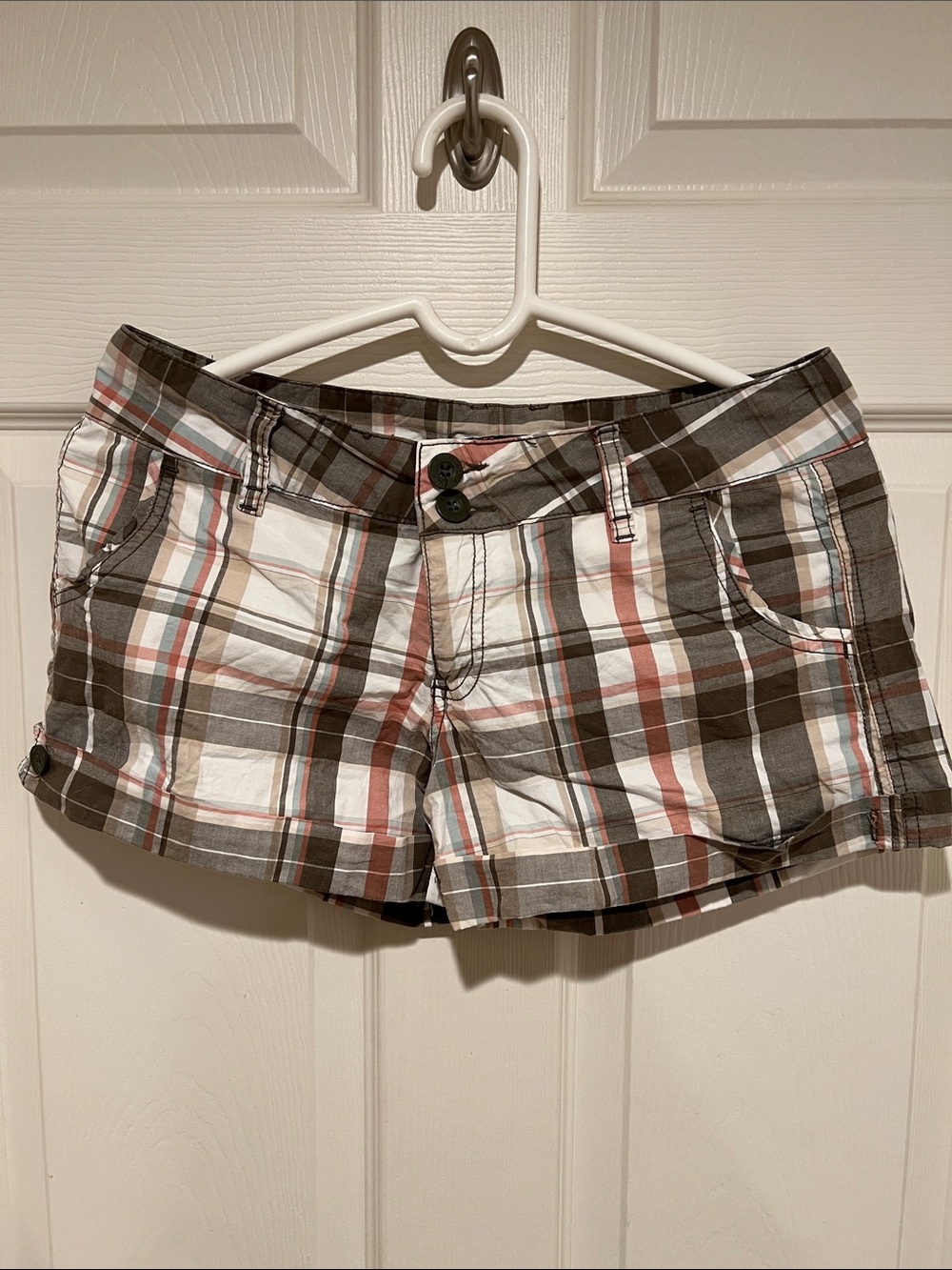Women’s Plaid Casual Shorts - Brown and White